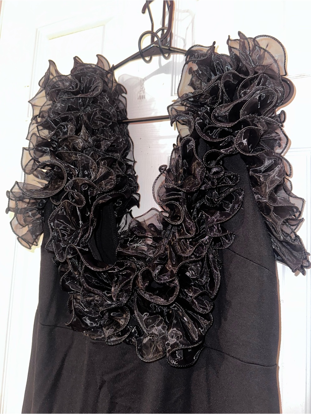 Fashion Nova Black Ruffled V-Neck Maxi Gown - Picture 4 of 4